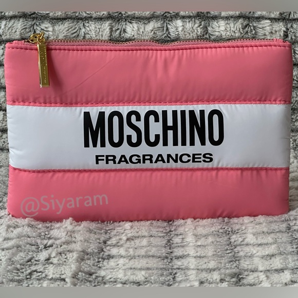 Moschino Handbags - Moschino Pink and White Women's cosmetic Bag/ purse